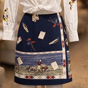 Talbots Petites Silk Golf Print Wrap Skirt Size 6 | Vintage Inspired | Rare